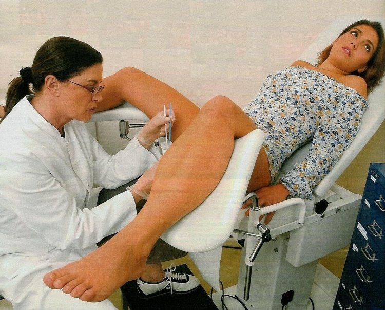 Girl in a gynecological chair