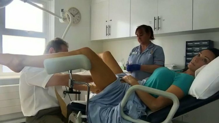 Girl in a gynecological chair