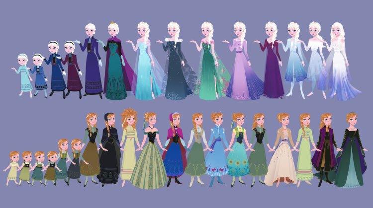 Anna and Elsa outfits from a cold heart 2