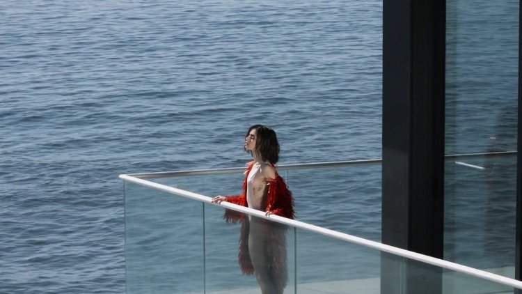 Lily Collins in a swimsuit