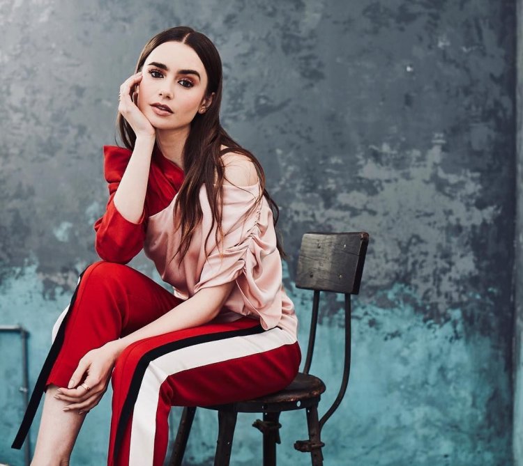 Lily Collins of a photo shoot