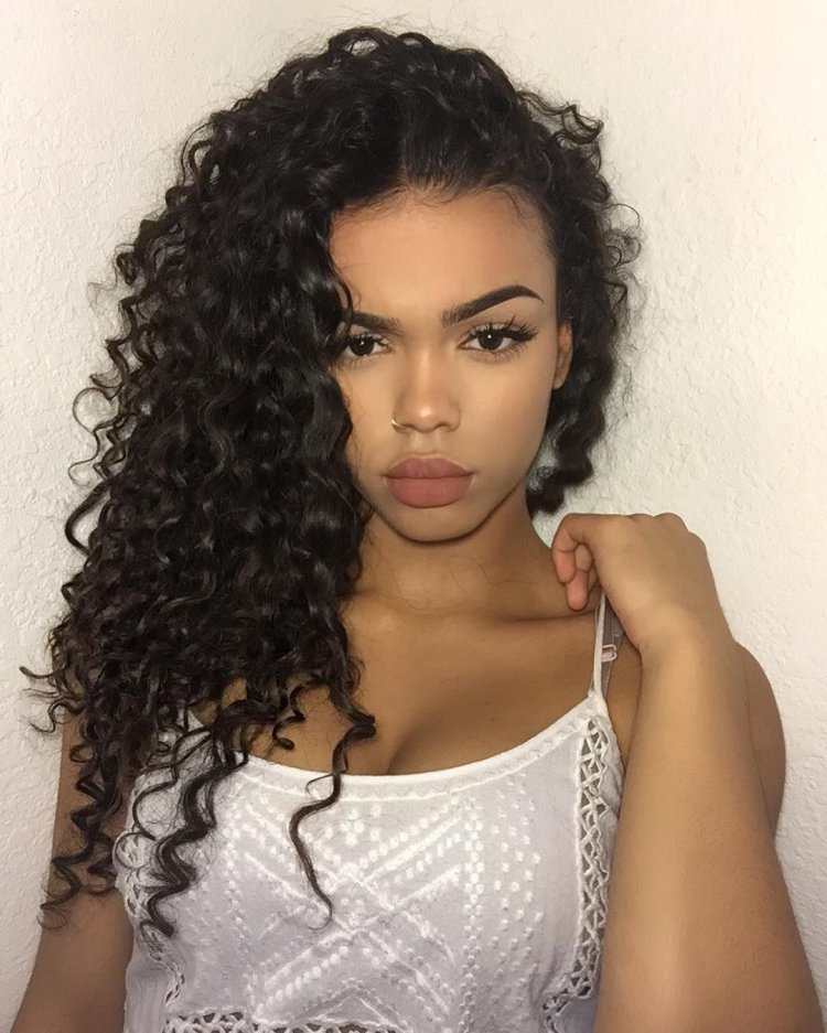 Dark -skinned girl with curly hair