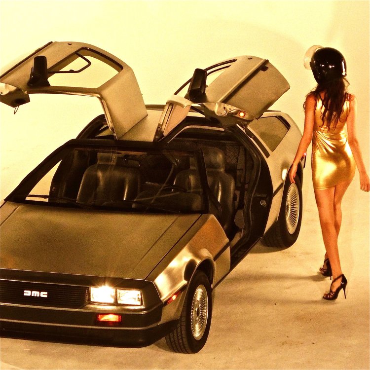 Delorean and girl
