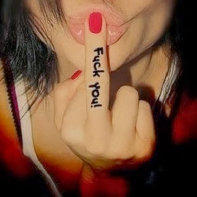 The girl shows Fak Y