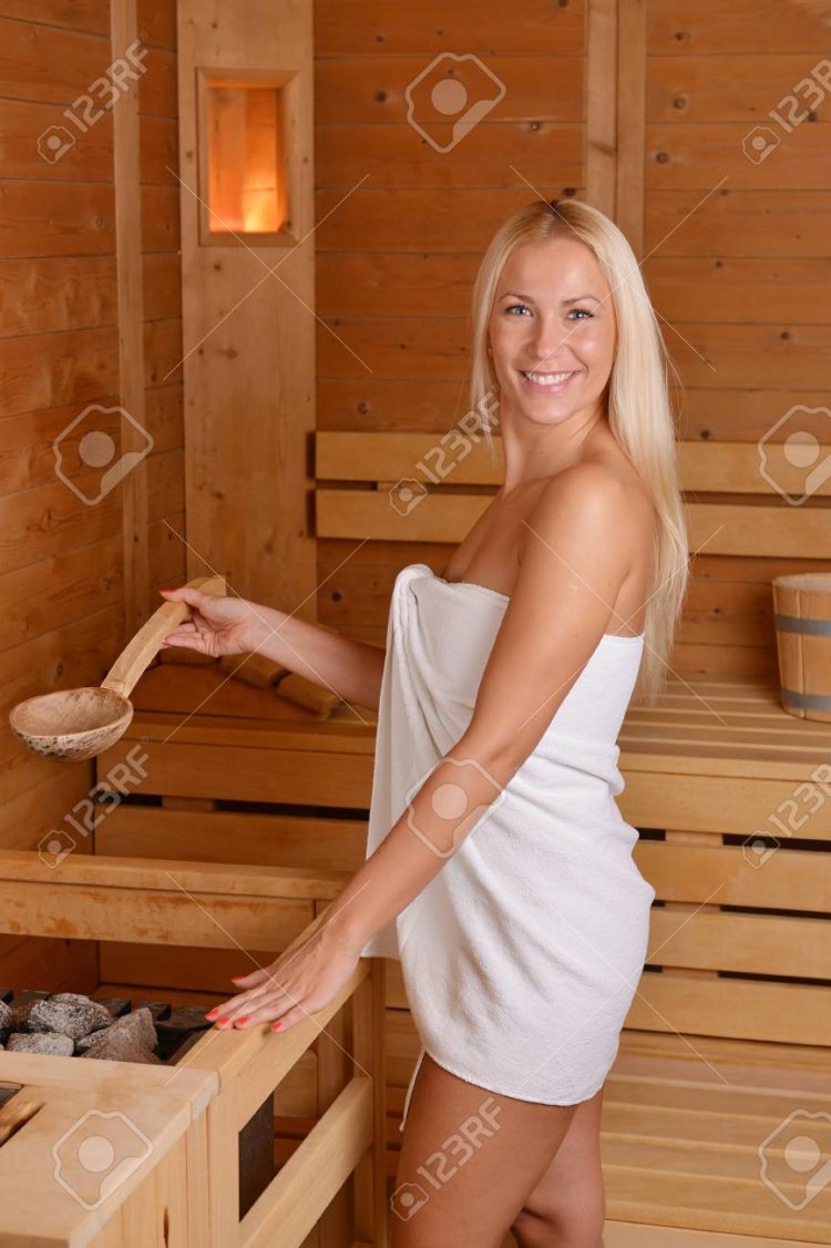 Beautiful blondes in the sauna