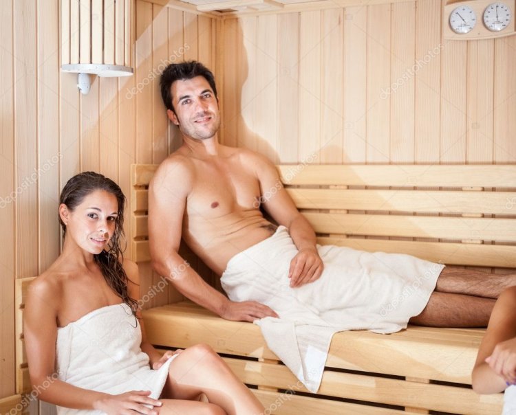 Boys and girls in the saunas
