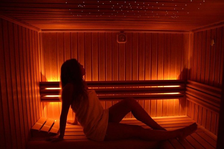 Girls in the steam room