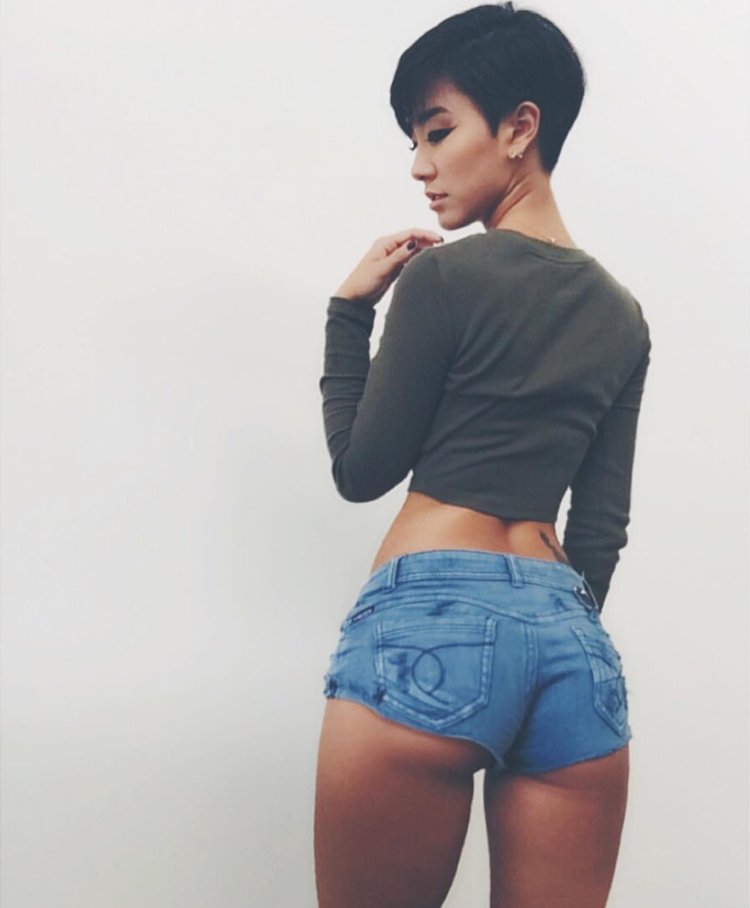 Asian in short shorts