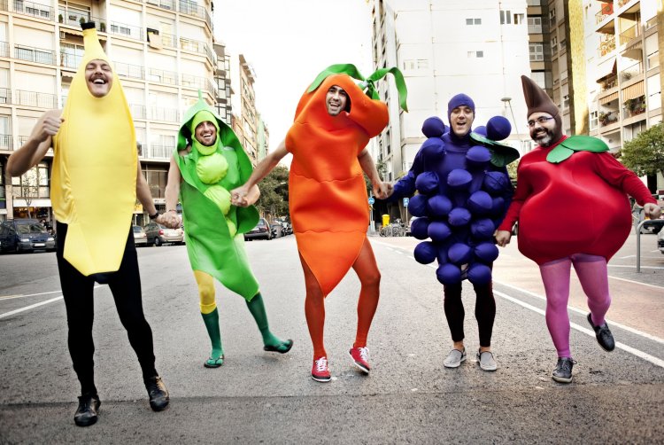 People in vegetable costumes