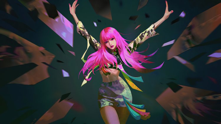 Tyanka with pink hair dances