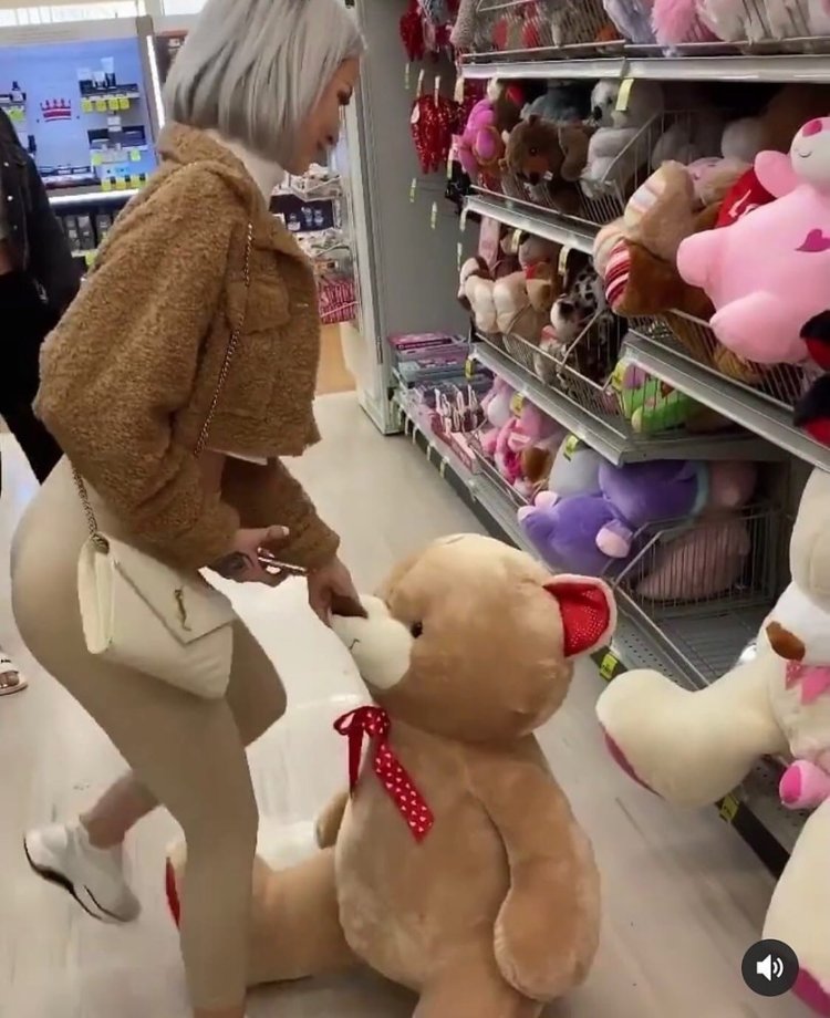 Sat on a plush bear in a store