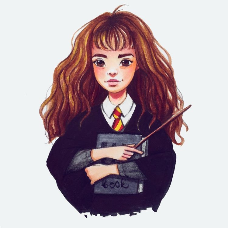 Hermione Granger in a cartoon style