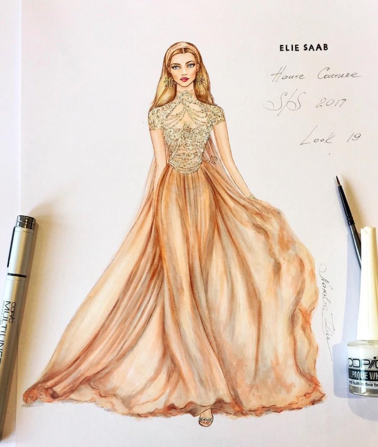 Elie Saab clothing sketches