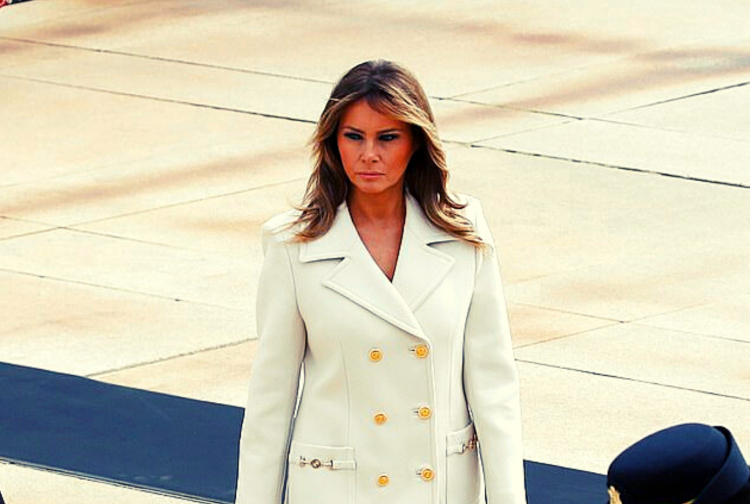Melania Trump in a white coat