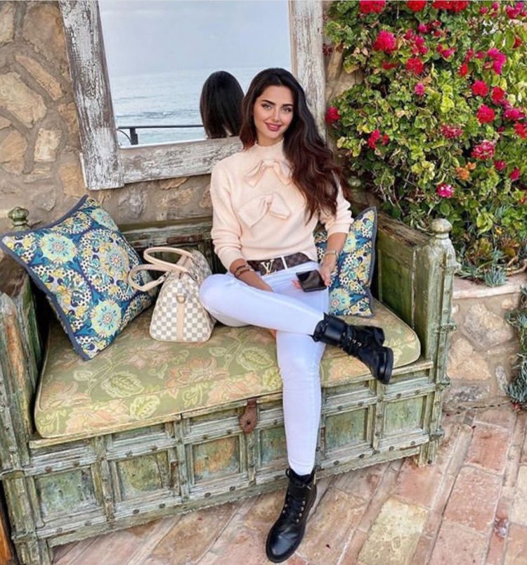 Makhlag Jaberi in a dress