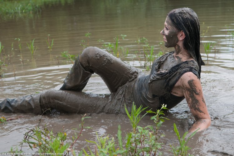 Beautiful girls in mud