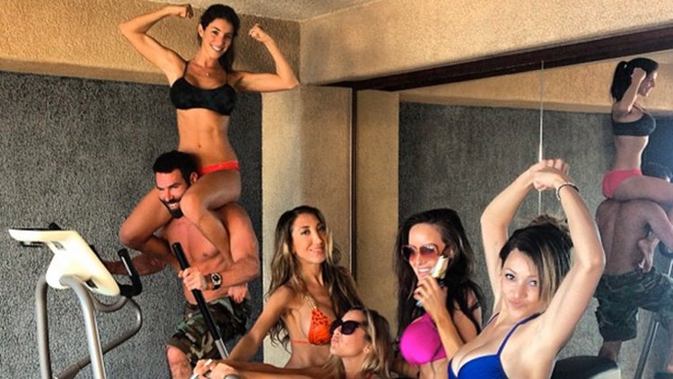 The girl has fun alone