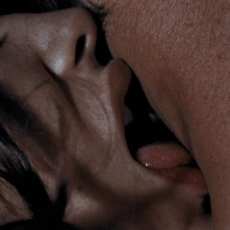 Passionate kiss with the tongue