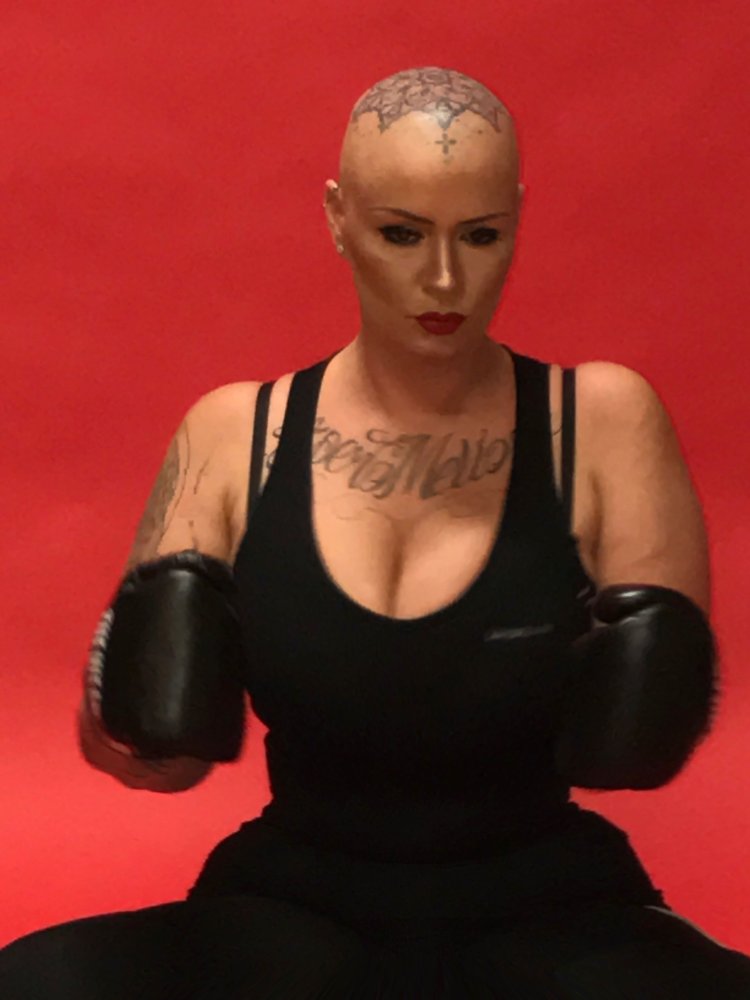 Bald women with tattoo