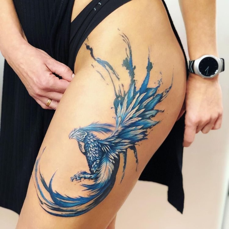 Fenix tattoo on a girl's thigh