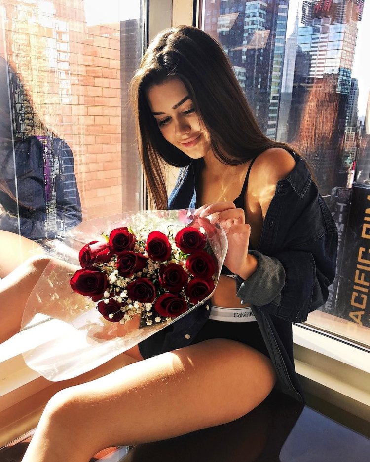 Brunette in a restaurant