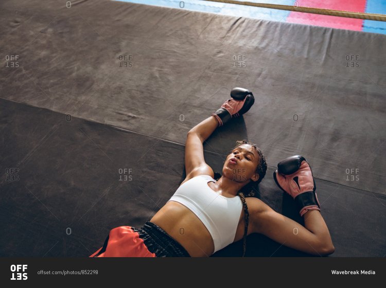 Strong woman boxer