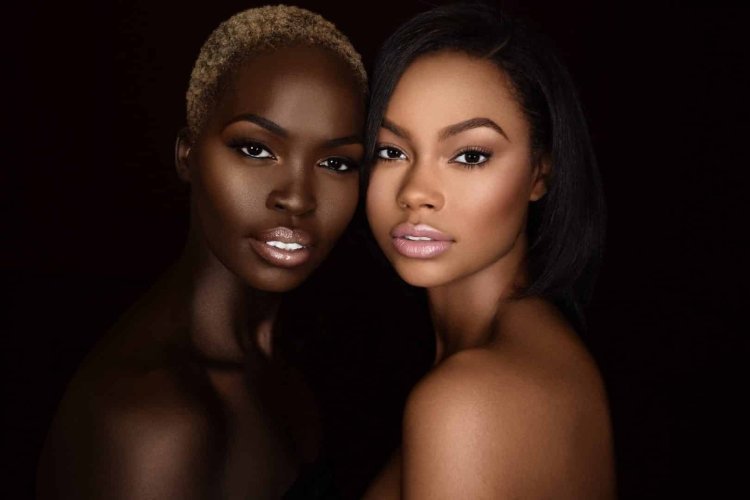 Two dark -skinned girls