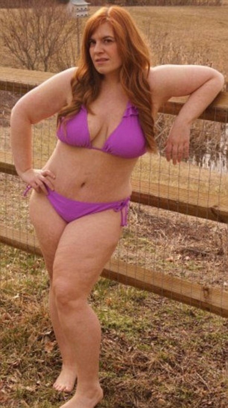 Red bbw in swimsuits