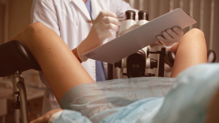 Gynecological examination on an armchair