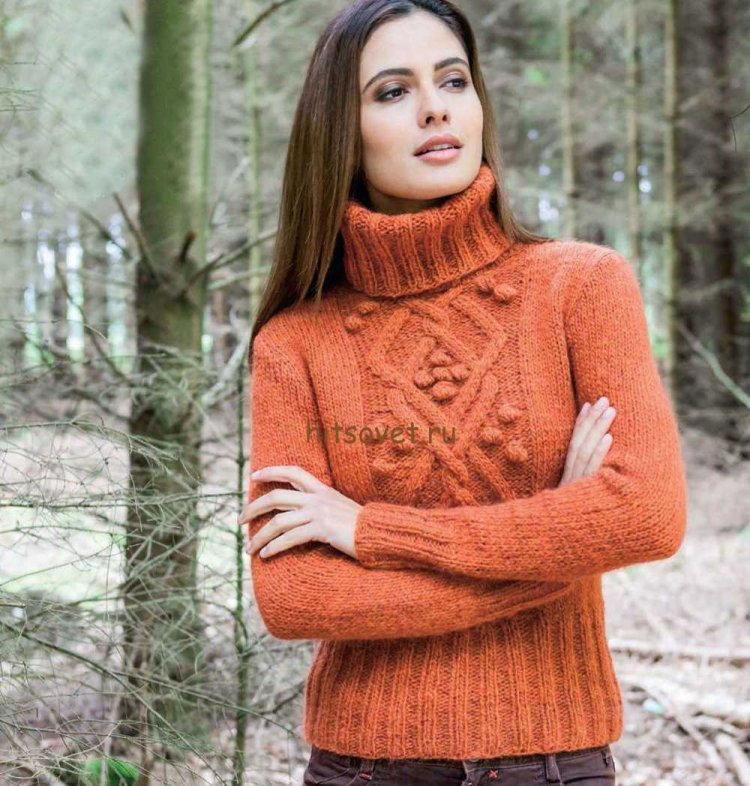 Orange knitted sweater