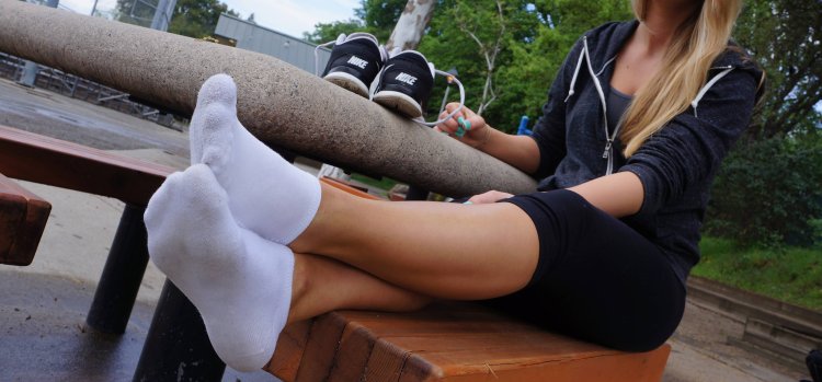 Girl Feet Socks in the Park