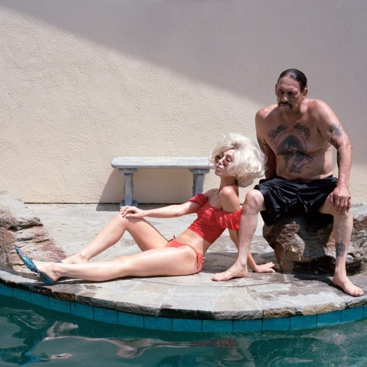 Danny Trekho with his wife in the pool