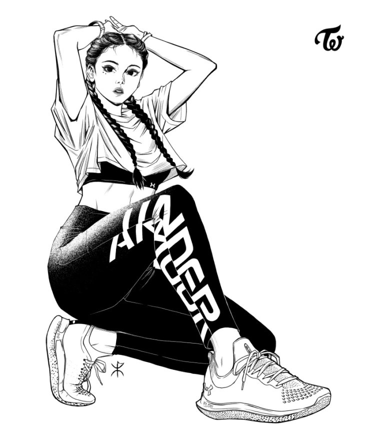 Girl dances kpop drawing