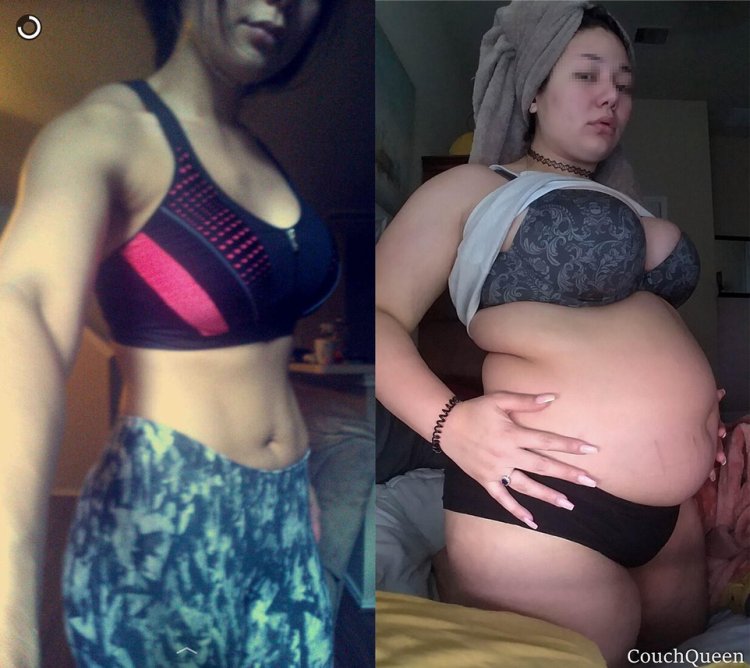 Falling the girl before and after