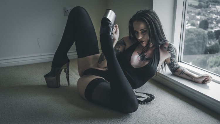 Girl in stockings aesthetics