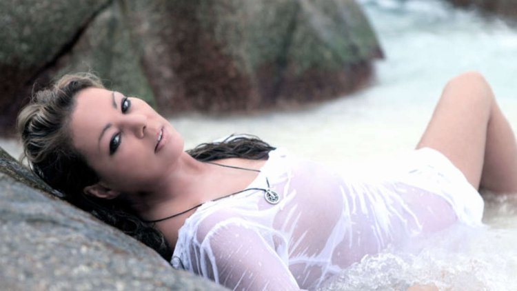 Sandra Lauer in a swimsuit