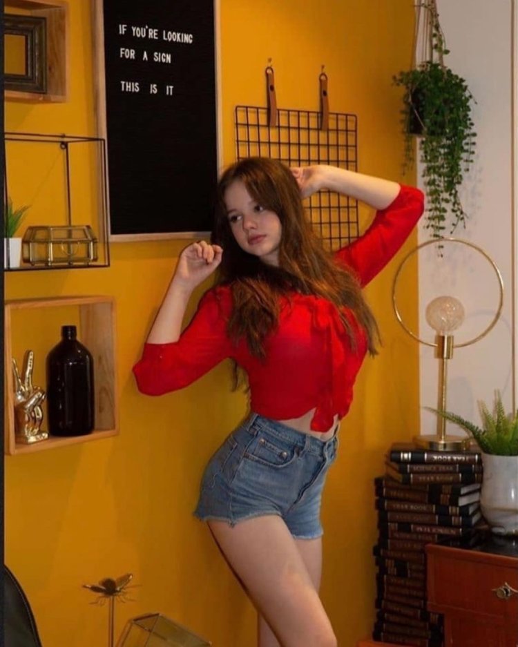 Starlet Arcade in a swimsuit