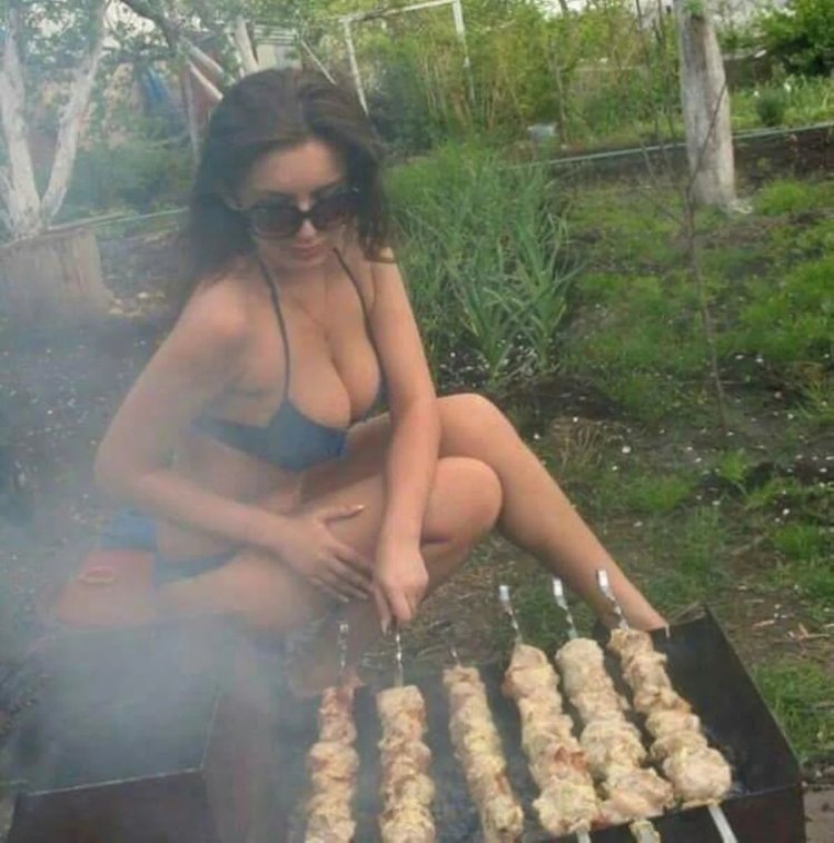 Girl with barbecue