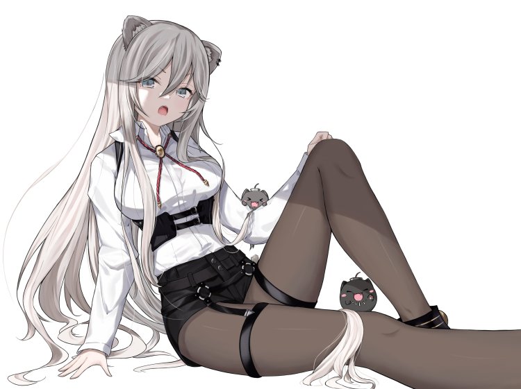 Anime girl in white tights