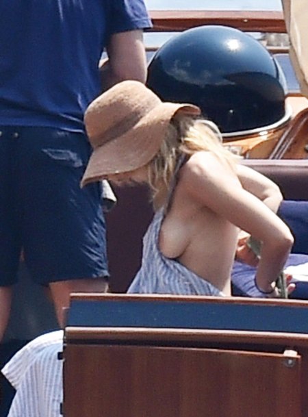 Gillian Anderson on the beach