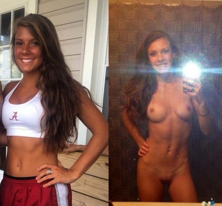 Selfies of girls in clothes and without clothes