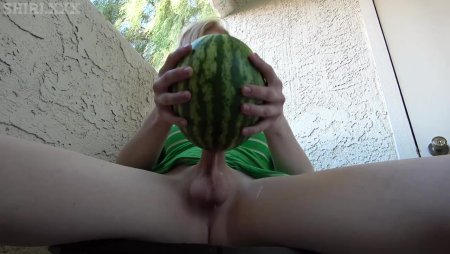Masturbation with watermelon girl