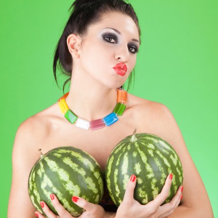 Girl with big watermelons