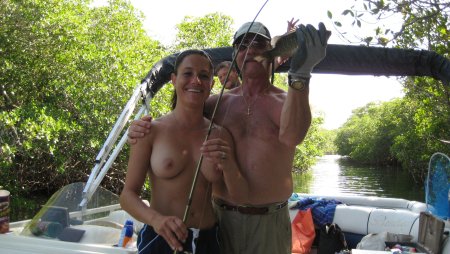 Women fishing naked