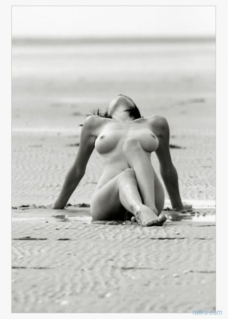 Erotic black white on the beach