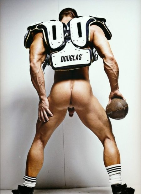 Naked American football players