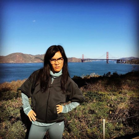 Ennid Wong in a swimsuit