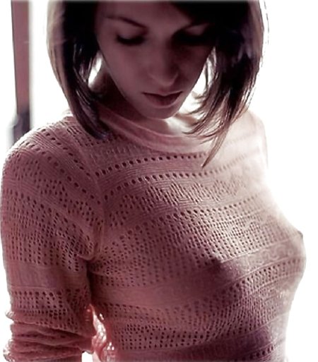 Girl with big tits in a sweater