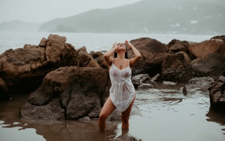 Beautiful girls on the beach natural
