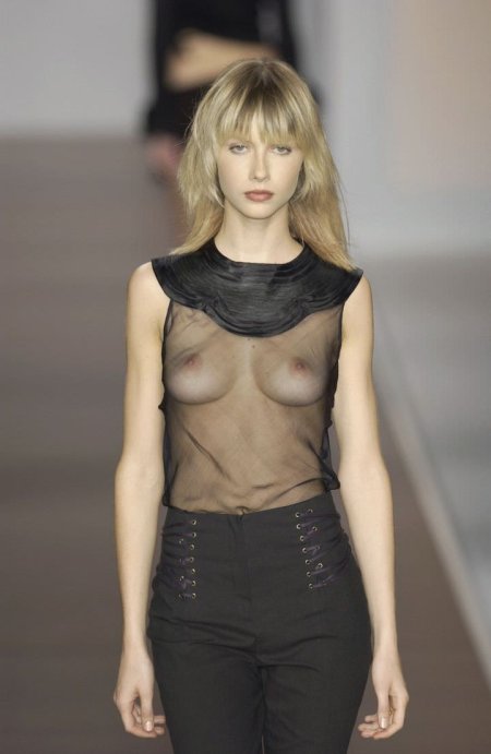 Models on the catwalk without clothes
